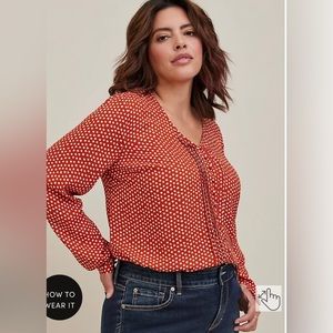 TORRID GEORGETTE PINTUCK BUTTON-FRONT BLOUSE